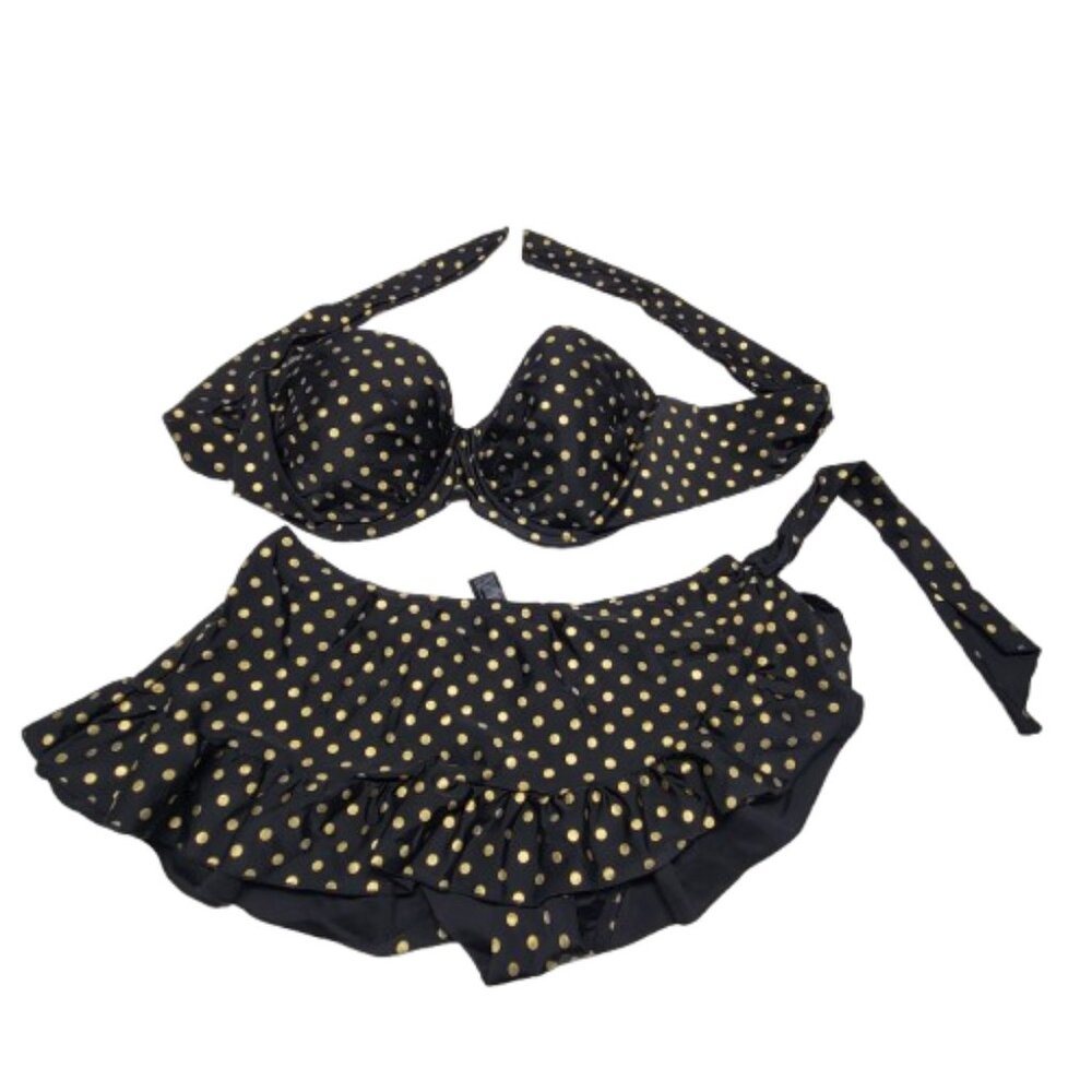 Polkadot Bikini Size 36D, Black and Gold Bikini- NEW